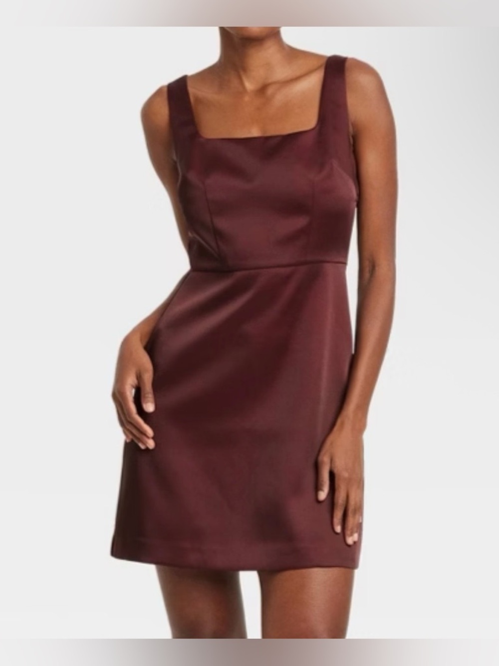 A New Day Burgundy Mini Dress Size 6 Square Neck Sleeveless NWT